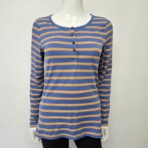 Toad & Co Piru Shirt Top Womens Size S Henley Stripe Long Sleeve Stretch Womens